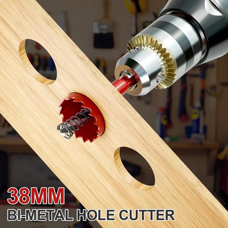 FIVELAKE 1-1/2" (38mm) Bi-Metal M42 High Speed Steel Hole Saw with Pilot Drill Bit, Smooth Cutting Edge for PVC, Drywall, Wood, Plastic, Gypsum Board, Rubber, Thin Metal - Image 5